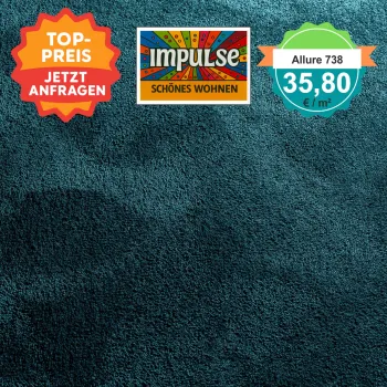 JAB Allure Teppichboden 738 Türkis – frischer Farbimpuls mit samtiger Oberfläche für kreative Raumgestaltung